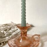 Pink glass thumbtack candle holder