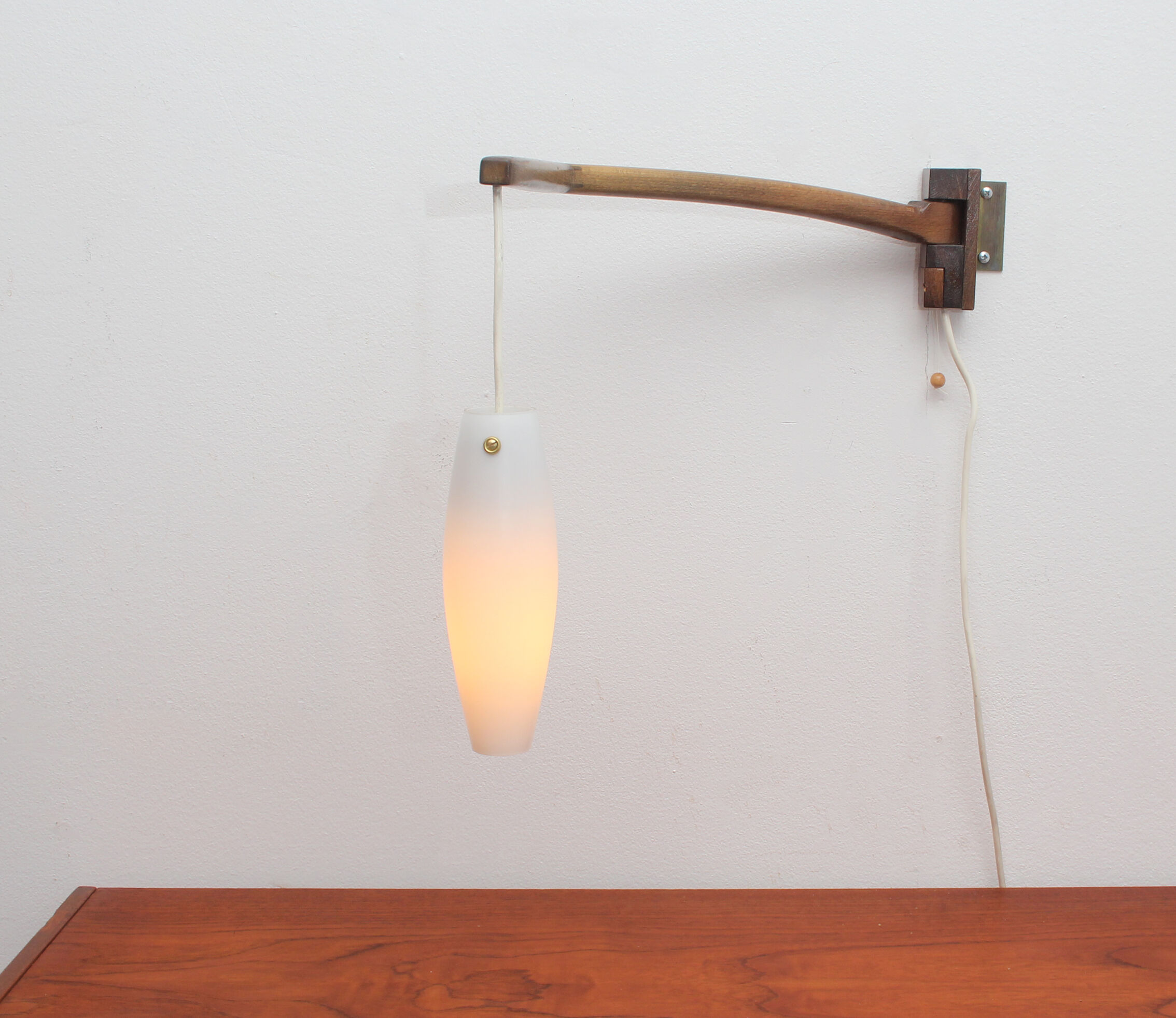 1960s boomerang wall lamp opaline glass