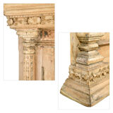 Ancienne porte indienne à deux battants en bois massif sculpté