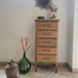 Chiffonnier vert herbarium et bois brut