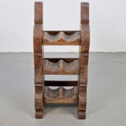 Vintage Dutch Brutalist Oak Wine Rack, 1950s