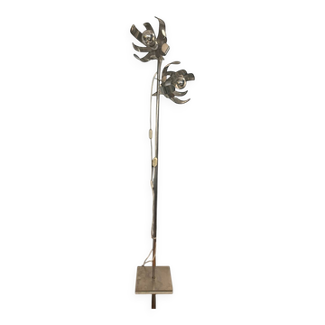 Lampe sur pied fleurs en métal
