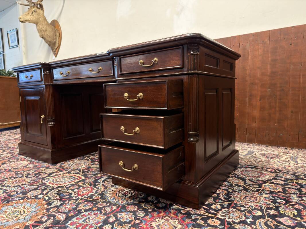 Classic English Desk with Green Inlay