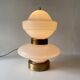 Large table lamp or floor lamp in opal glass and brass body, 1960s, Italy.