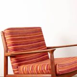 Pair of Danish armchairs in solid teak and fabric, Svend Aage Eriksen 1960.