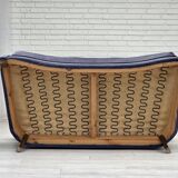 1960s, Danish 2-seater sofa, original blue furniture velour, beech wood.