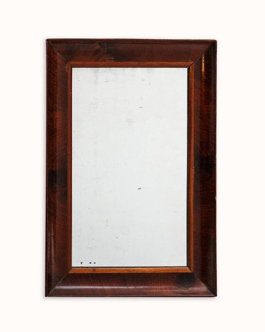 Petit miroir rectangulaire en placage d’acajou, fin XIXe siècle