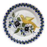 Large wall plate with flowers and bird