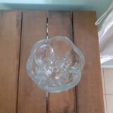 Vase en cristal transparent type soliflore ciselé épi sur 4 faces - Evasement forme fleur - H 19.5