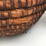 Round straw basket 50s-60s