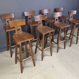 Set of 8 vintage brutalist bar stools, 1960s