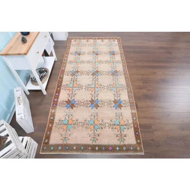 Vintage Turkish Oushak Handmade Wool Cotton Brown Area Rug 156x232