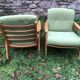 Fauteuils scandinaves bois blond vintage Années 60