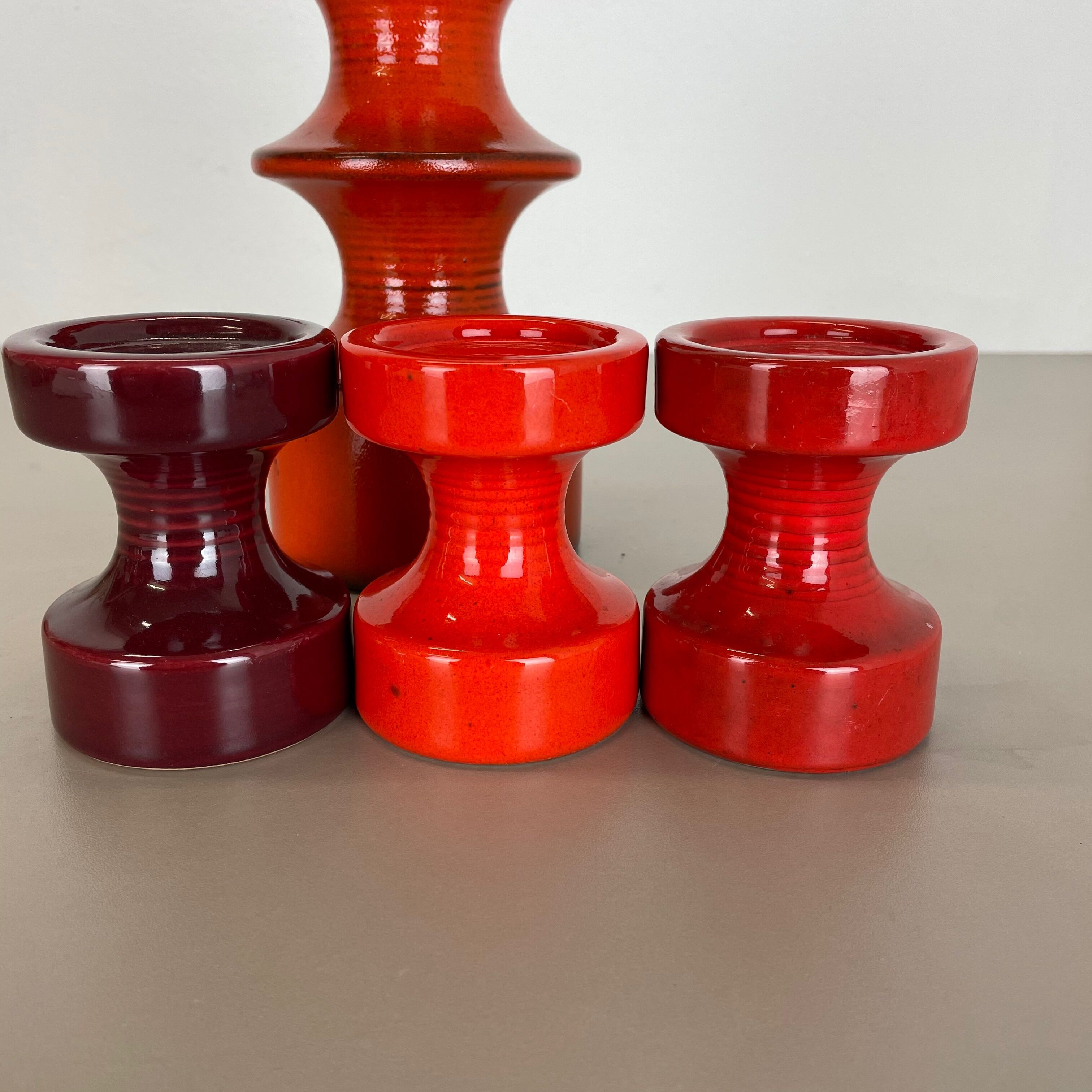 Set of Four Pottery Candleholder by Cari Zalloni for Steuler, Germany, 1970s