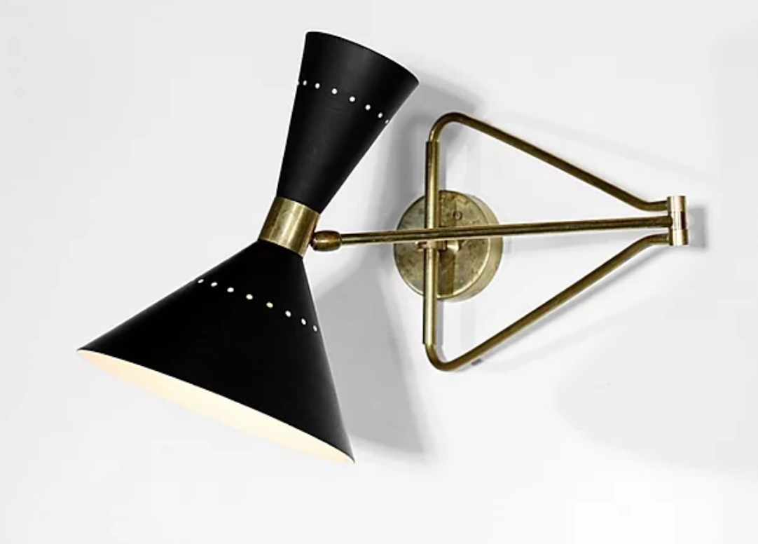 Black articulable arm wall sconce