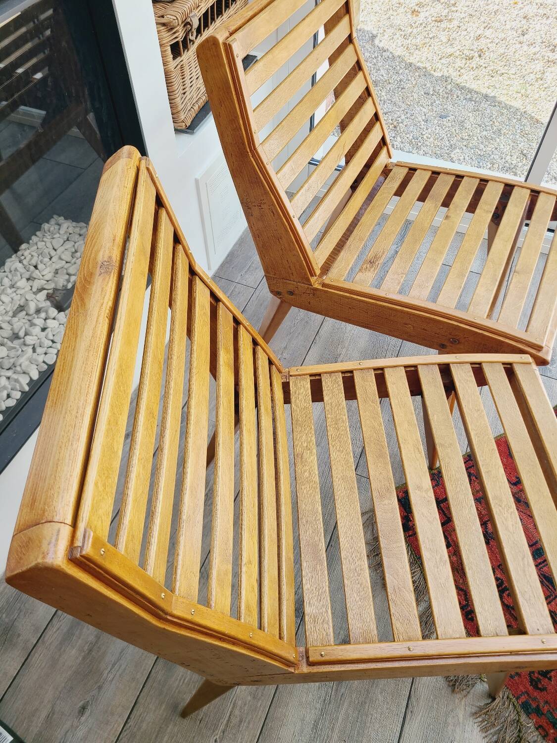 Pair of antique ocean liner armchairs