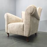 Italian Mid Century Velvet Lounge Armchair, 1950s