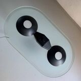 Postmodern black metal glass ceiling lamp | 1990s