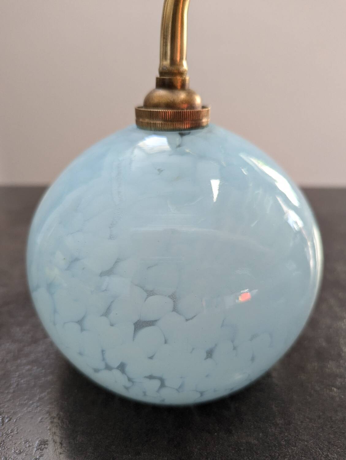 Antique opaline wall lamp Clichy blue swan neck porcelain art deco 1930 diameter 13 cm