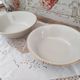 Set of 2 pull-out salad bowls in porcelain Bavaria beige bordered gold model Jutta