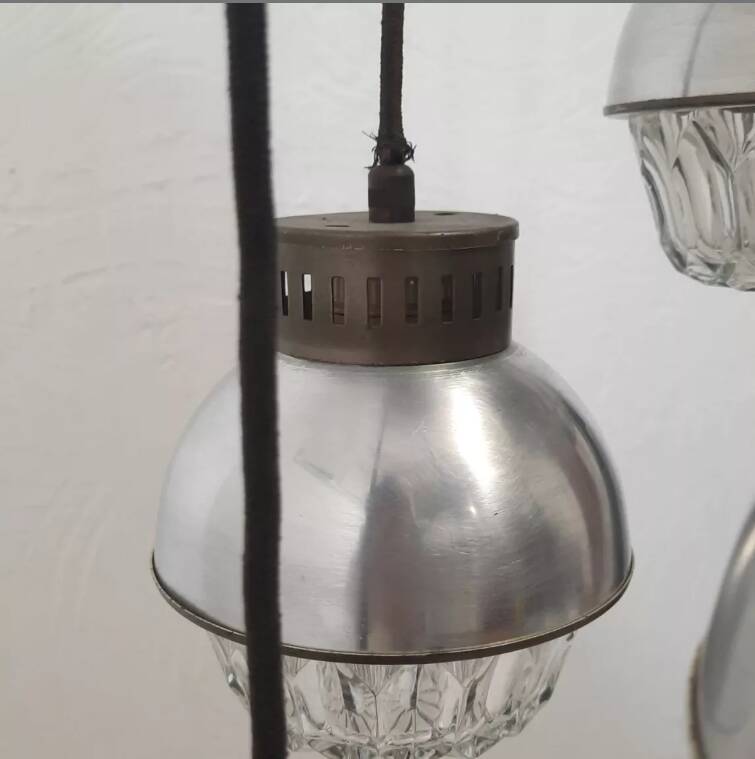 Cascade chandelier - vintage - aluminum and glass