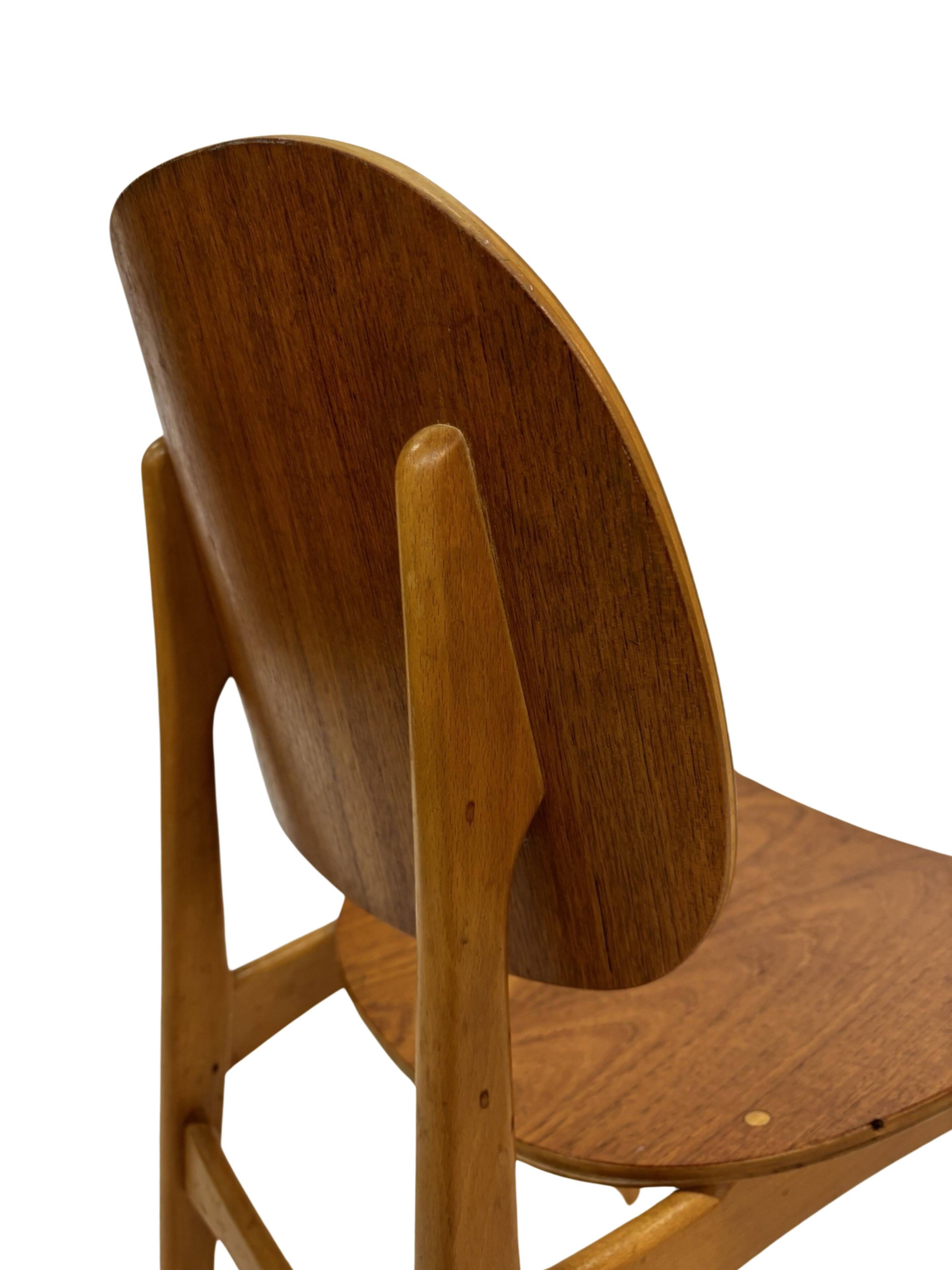 Vintage dining room chair Scandinavian 1960s plywood and teak design