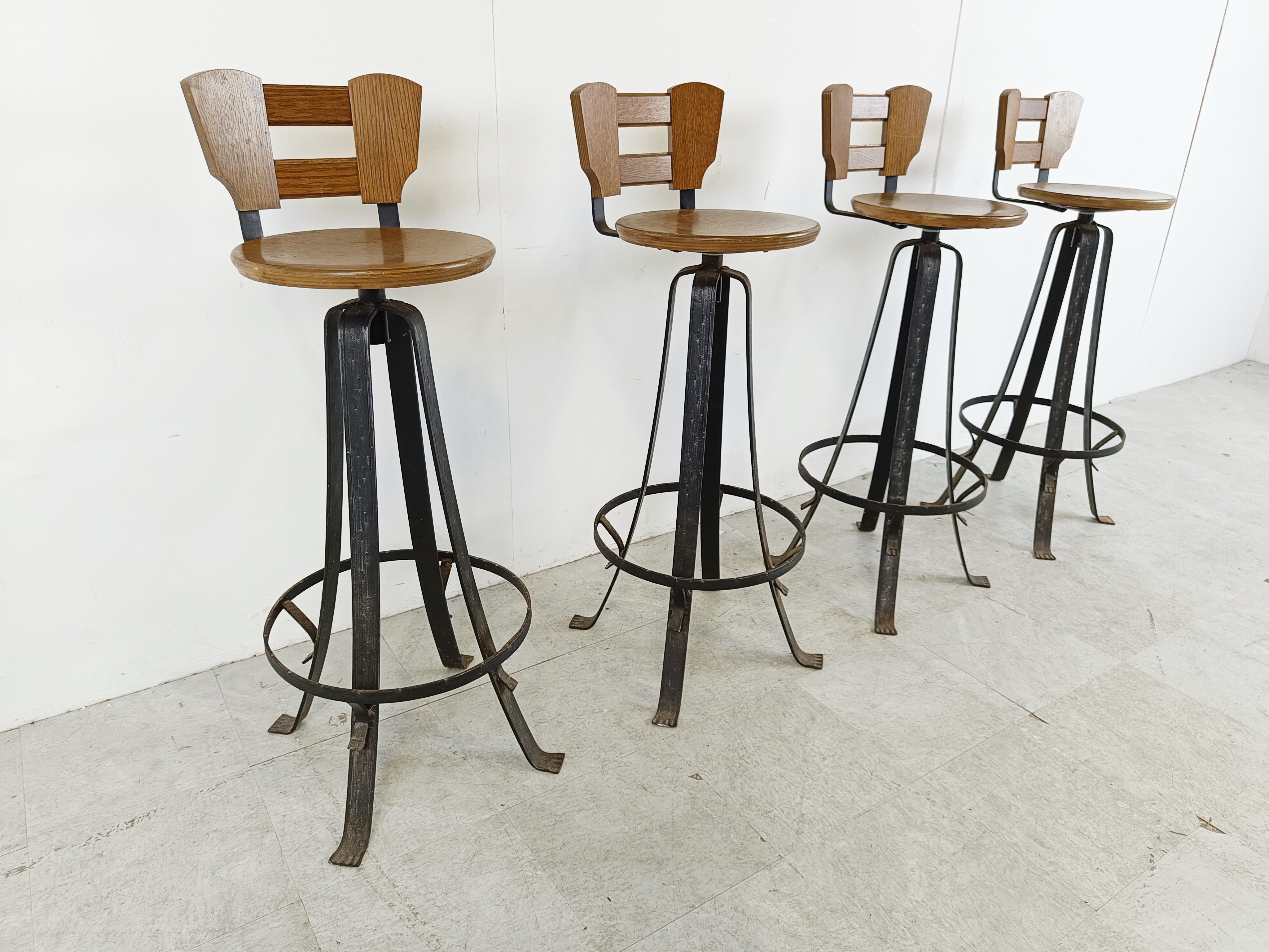 Vintage brutalist bar stools, 1970s