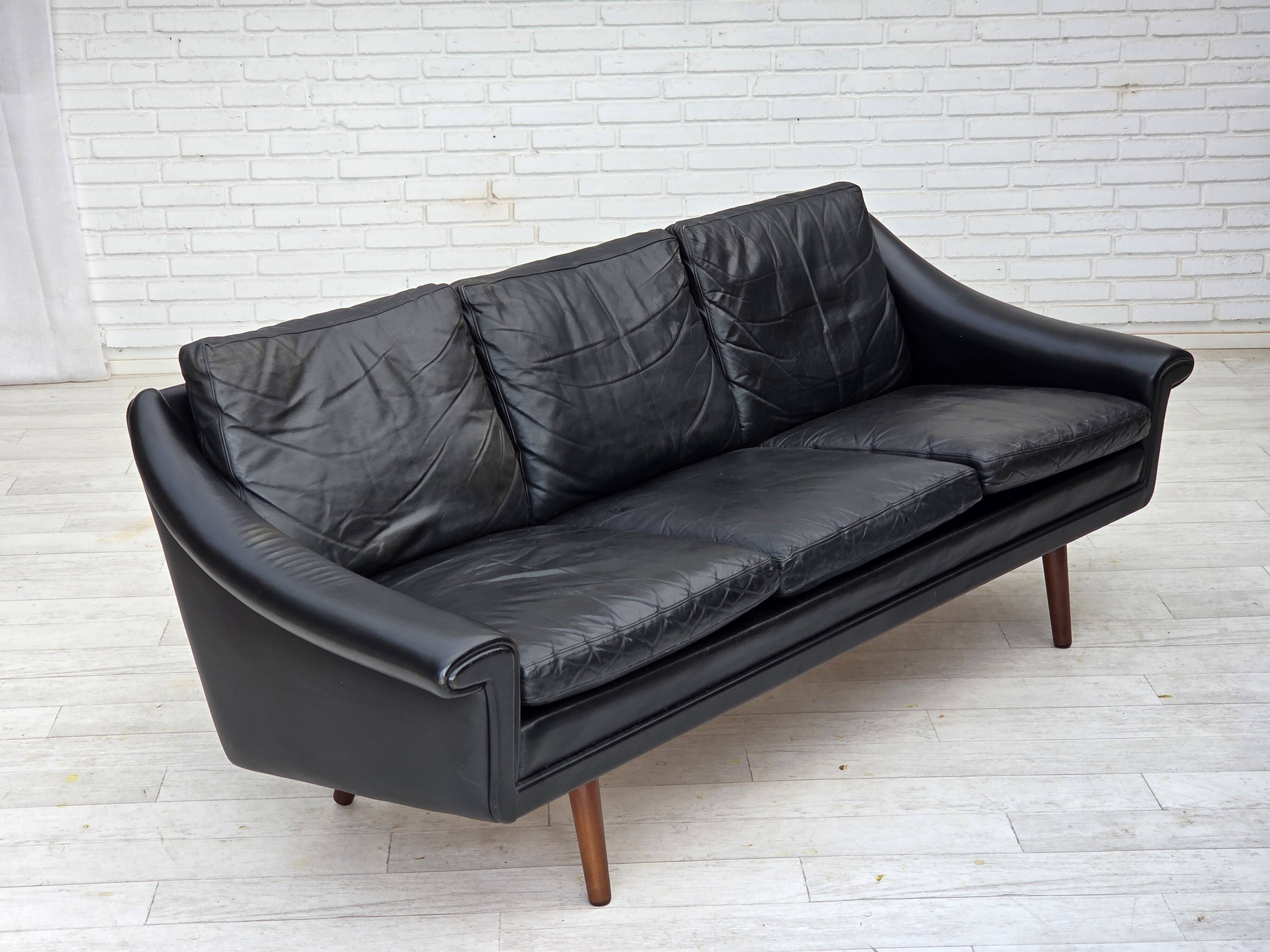 1960s, Danish design by Aage Christensen, 3-seater sofa, leather.