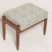Vintage white and aqua mid-century stool, Edmund Homa, 1960s