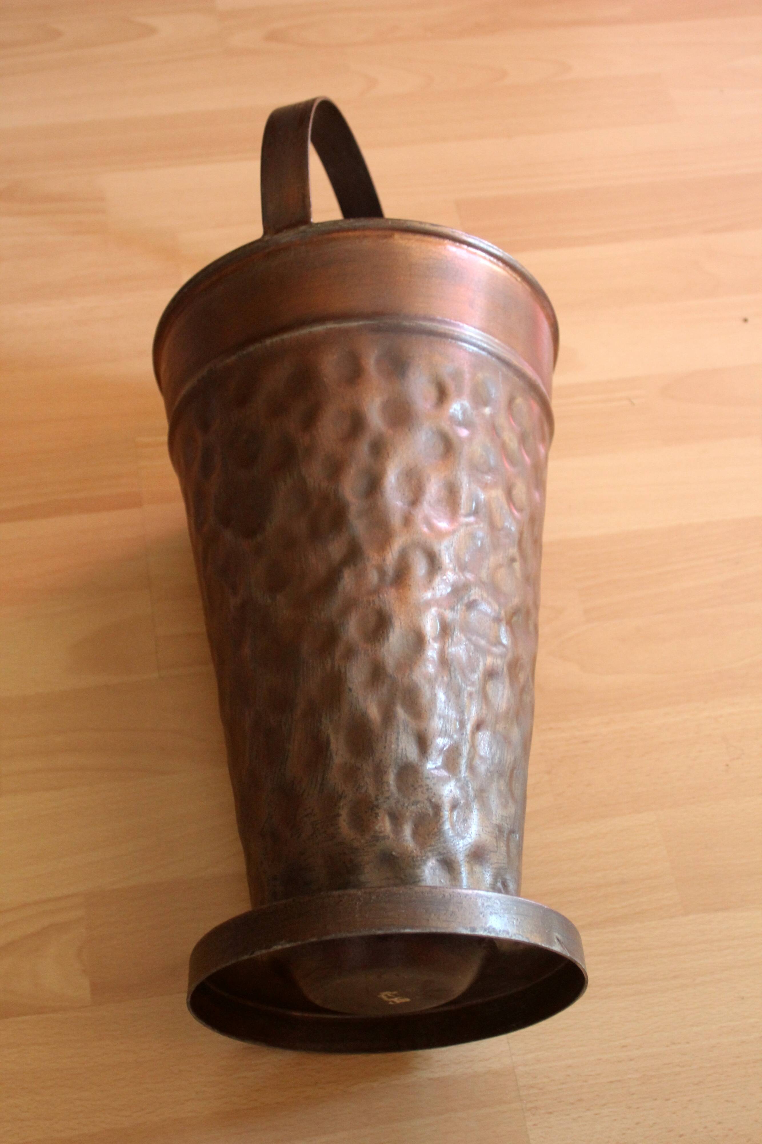 Copper umbrella stand with handle, vintage from the 1970s