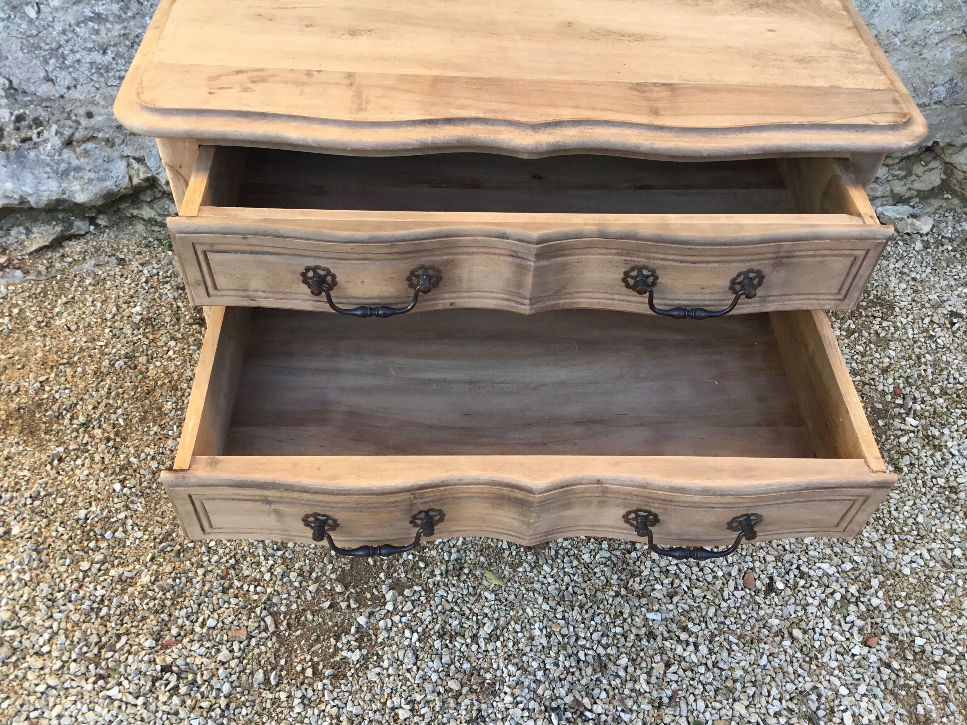 Louis XV style walnut chest of drawers stripped