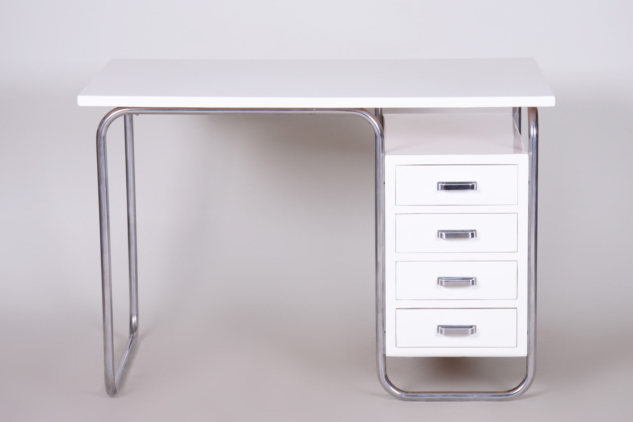 White bauhaus writing desk made in 1930s germany by robert slezak - restored