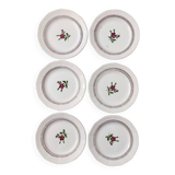 6 Sarreguemines earthenware dessert plate with flowers, Armelle model