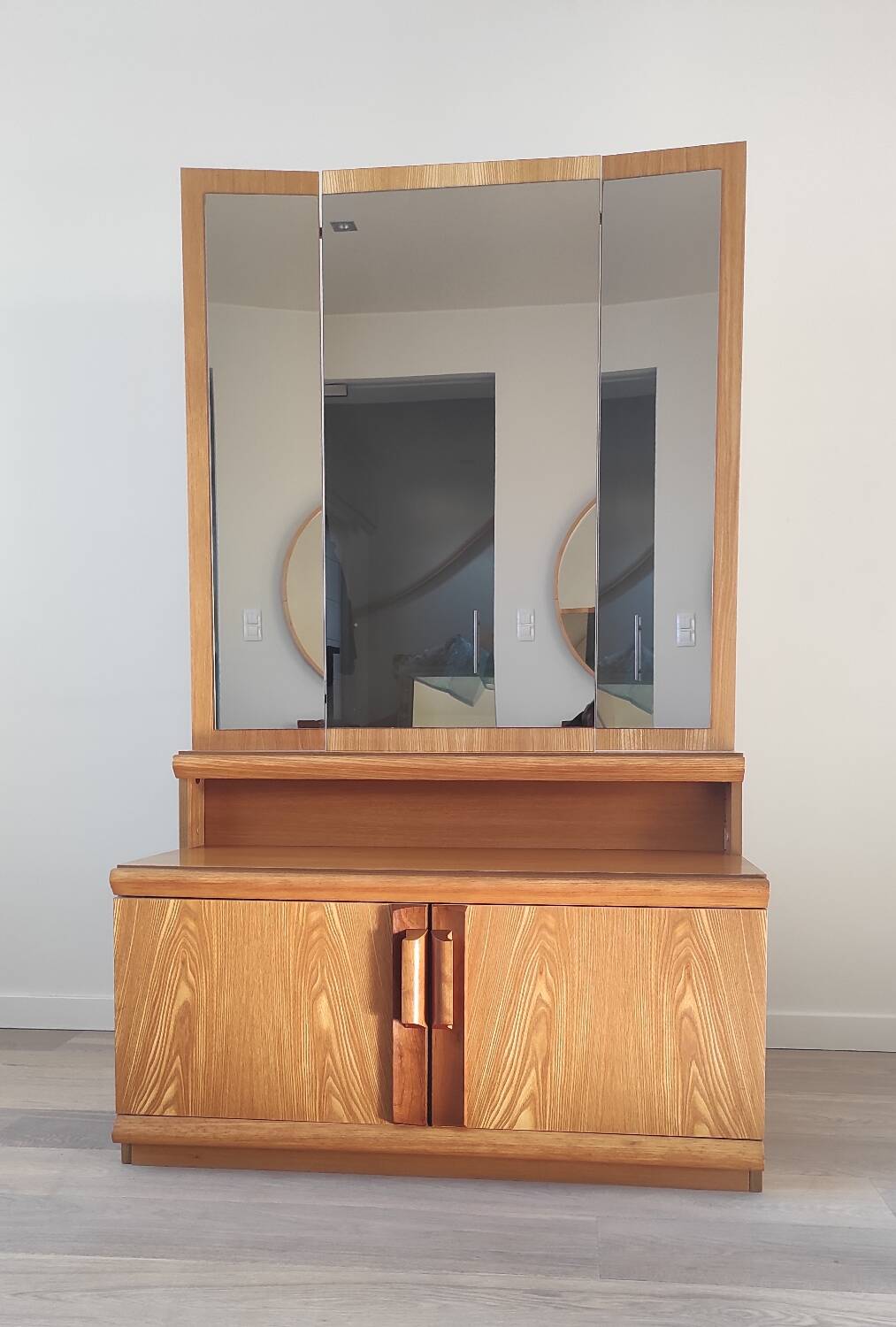 Vintage chest of drawers with triptych mirror, 60's