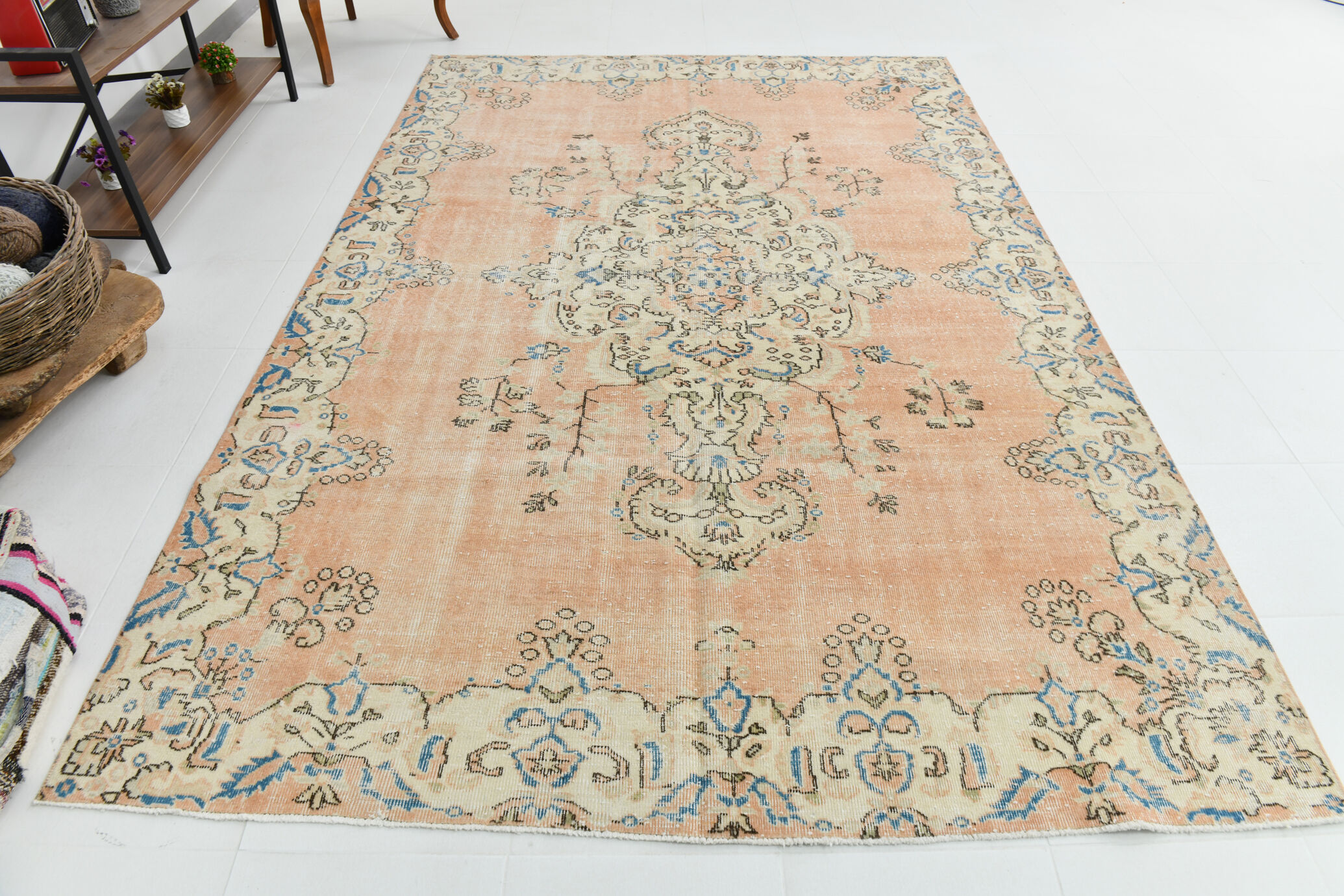 7x10 oriental peach turkish rug 206x309cm
