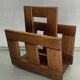 Midcentury brutalist oak magazine rack or holder, Dutch ca 1960s