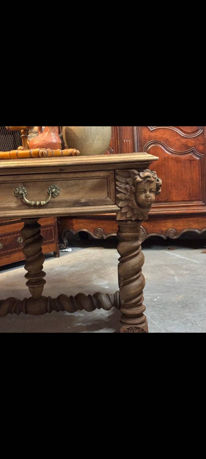 19th century desk in natural solid walnut.