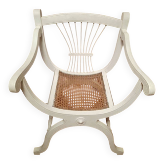white Dagobert armchair with caning