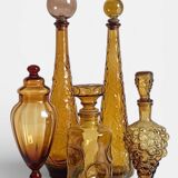 Empoli Amber Glass Decanter Set by Wayne Husted, Handmade in Italy