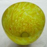 Tulipe ovoïde art déco à douille, verre jaune moucheté façon clichy, 3 dispo