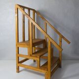 vintage wooden library staircase