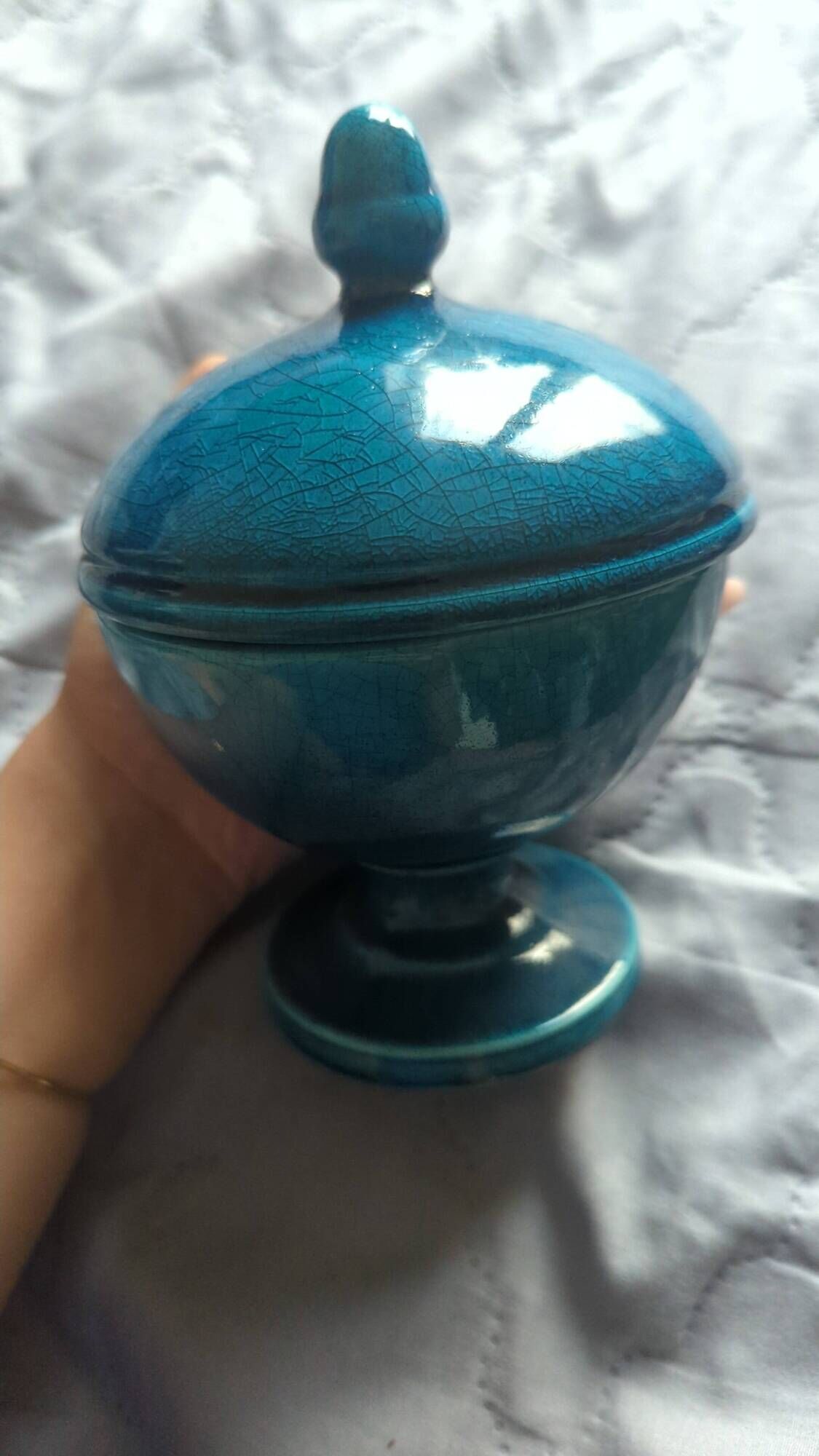 Ceramic bonbonnière signed Pol Chambost
