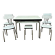 JPP pale green formica table, 4 chairs, 1 stool, 1950s