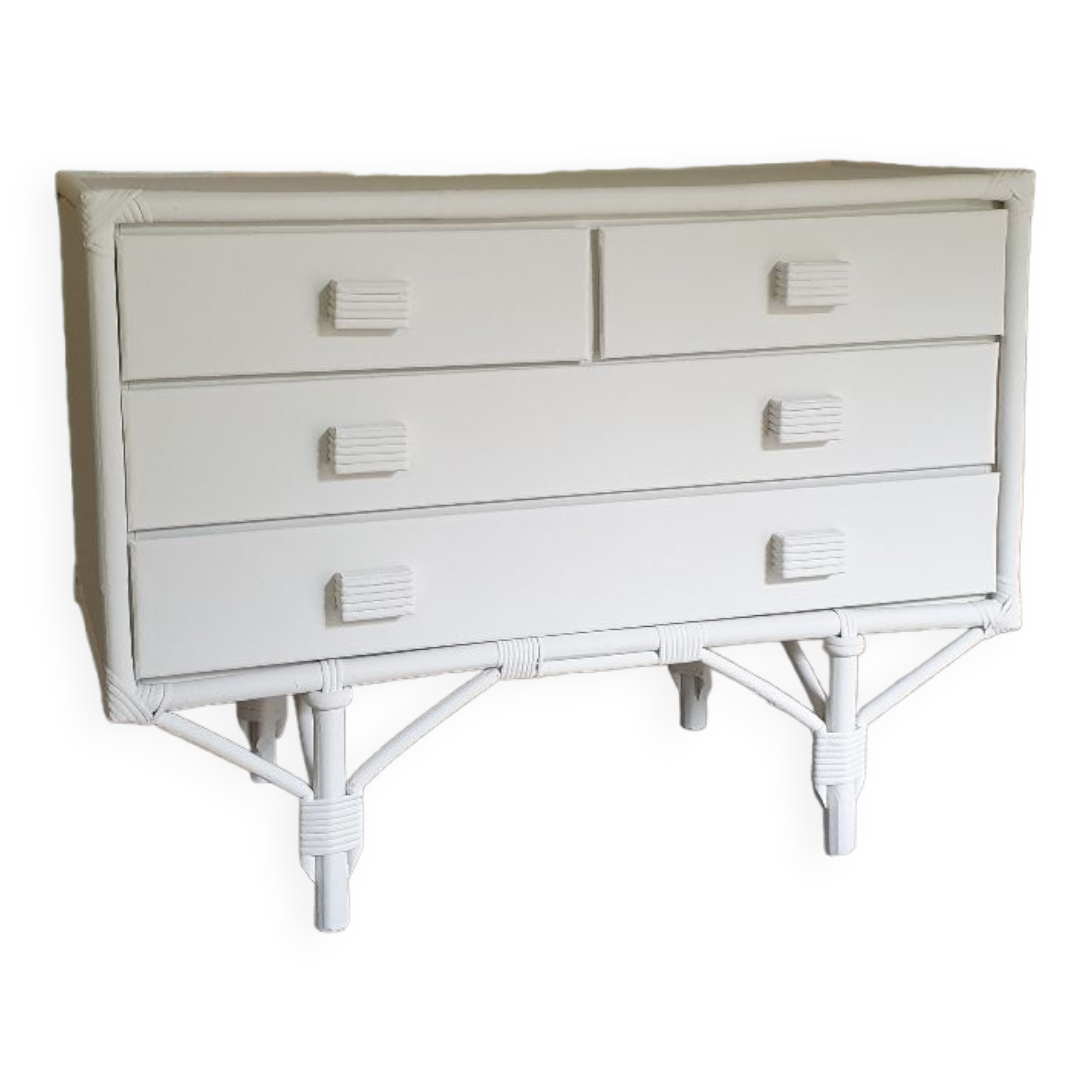 Rattan and bamboo chest of drawers