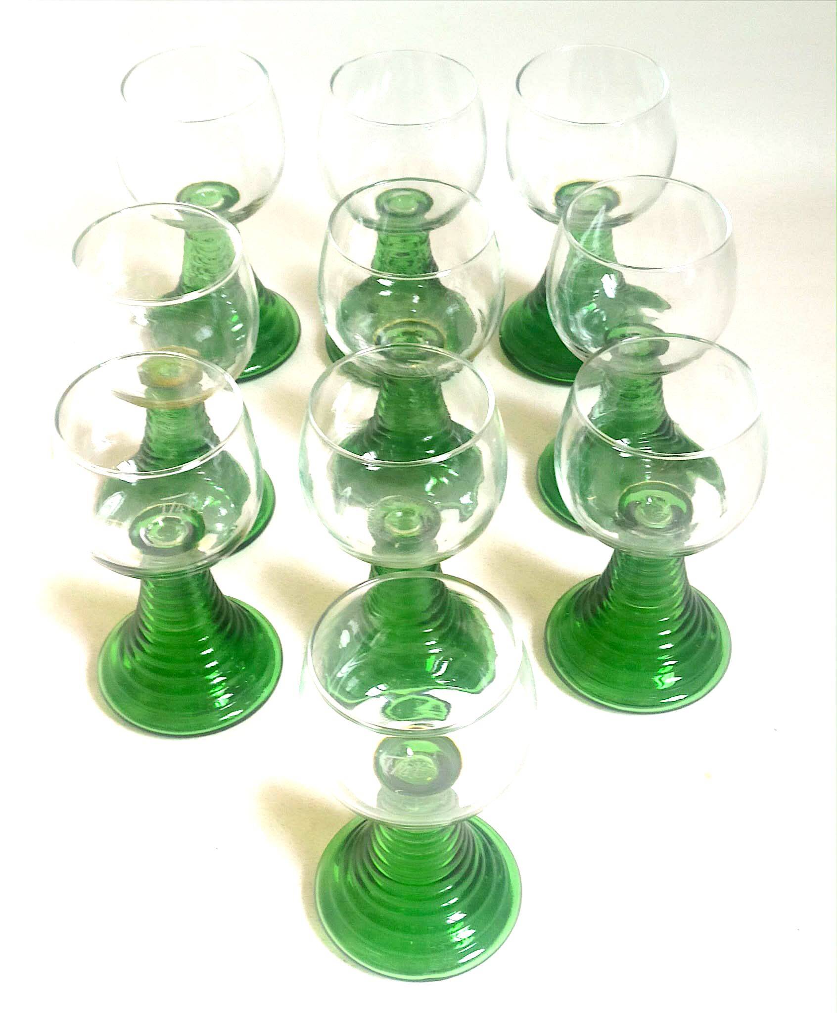 Set of 10 Alsatian Roemer glasses from the 1970s, height 16 cm.