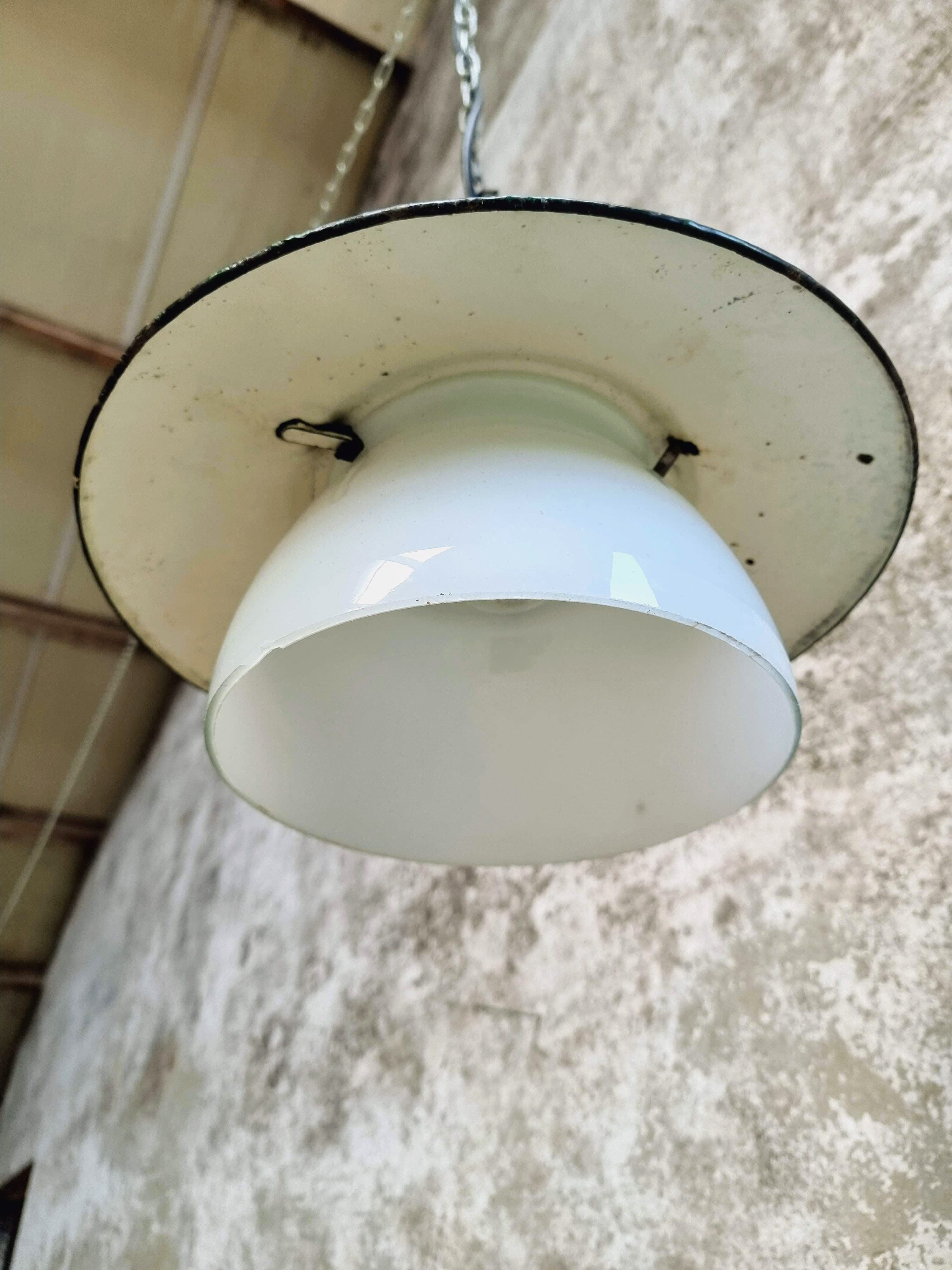 Vintage street lamp green enamel with glass