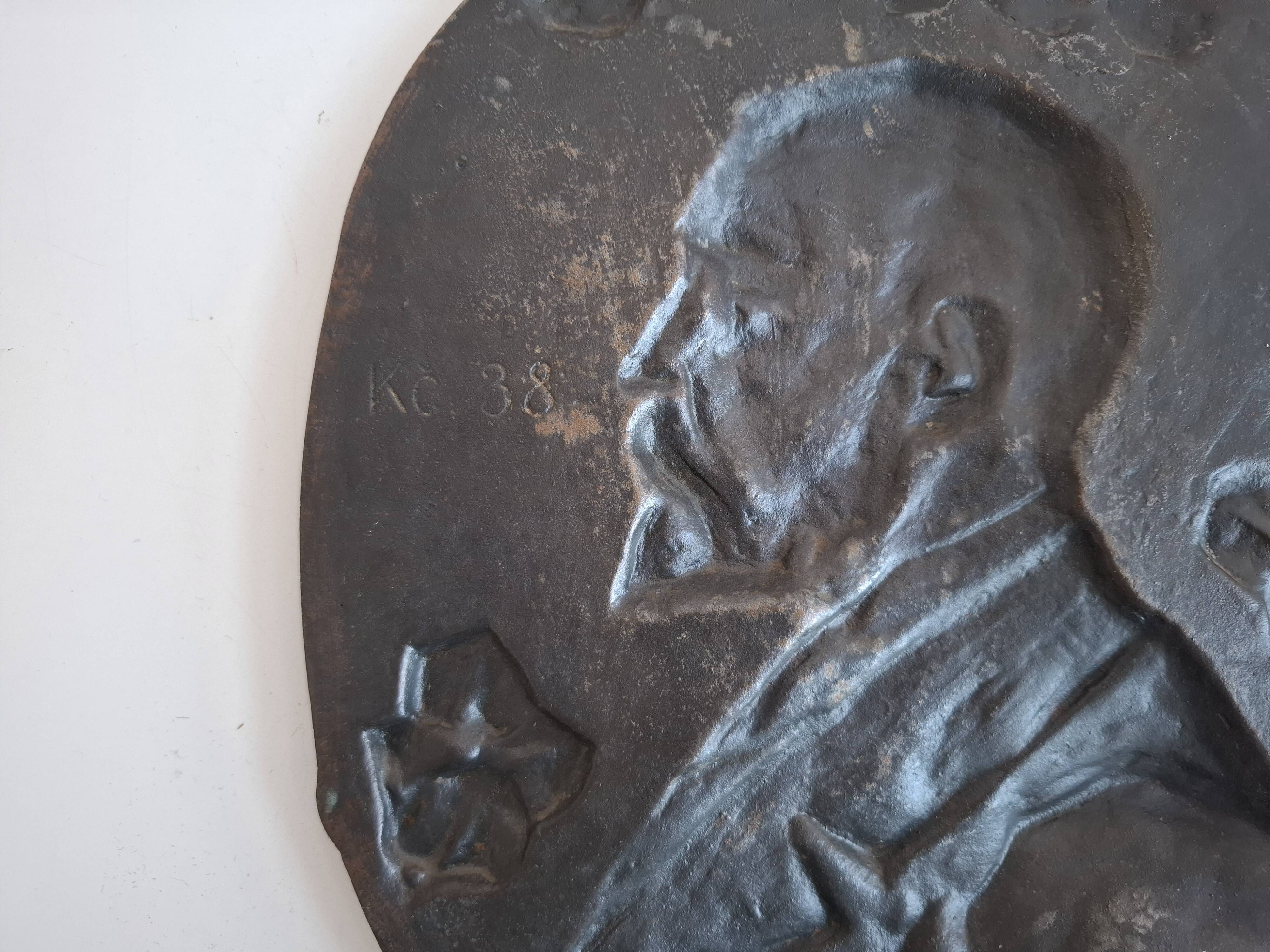 Plaque murale Art Déco T. G. Masaryk 1920, Tchécoslovaquie