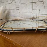 Rectangular service mirror tray with its mirror