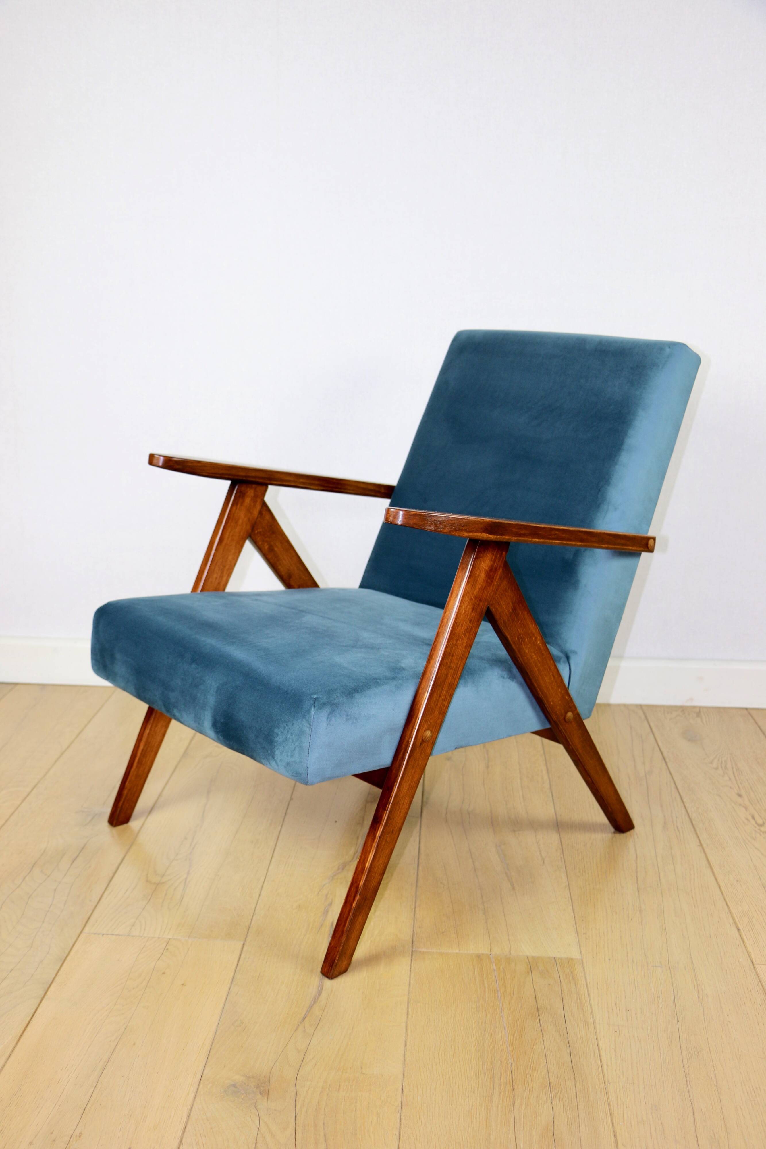 Fauteuil B-310 VAR en velours bleu mer - 2 pièces disponibles