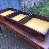 Antique farmhouse table in solid cherry wood with 3 drawers.
